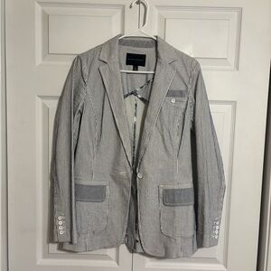 Banana Republic Navy and White Striped Blazer